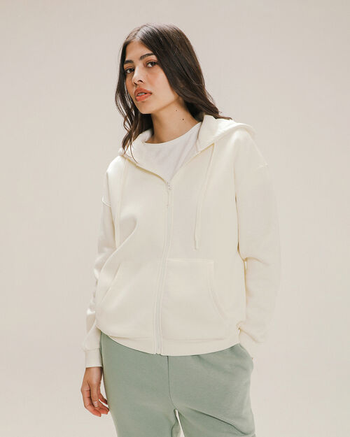 Hoodie Abierta Color Blanco